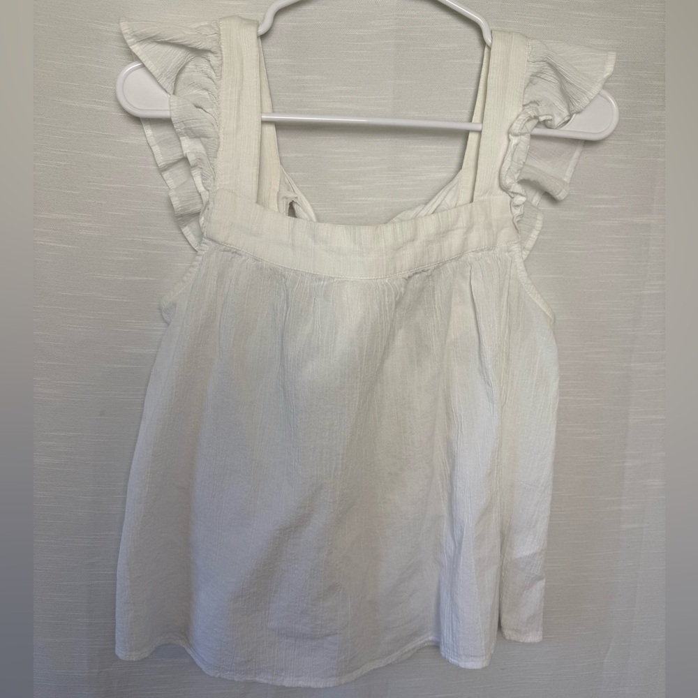 H&M White Ruffle Strap Top